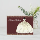 ブルガンディゴールデンドレスグリッタースウィート16招待状 招待状 (スタンド正面)