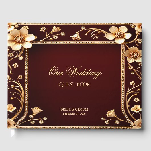 ブルガンディゴールデンフラワーズゲストブック ゲストブック (正面)