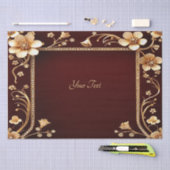 ブルガンディゴールデンフラワーズティッシュペーパー 薄葉紙 (クラフト)