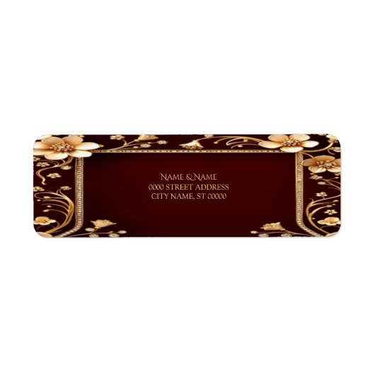 ブルガンディゴールデンフラワーズ差出人住所ラベル ラベル (正面)