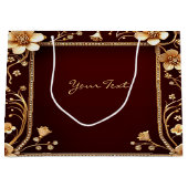 ブルガンディゴールデンフラワーズ抱き枕 ラージペーパーバッグ (正面)