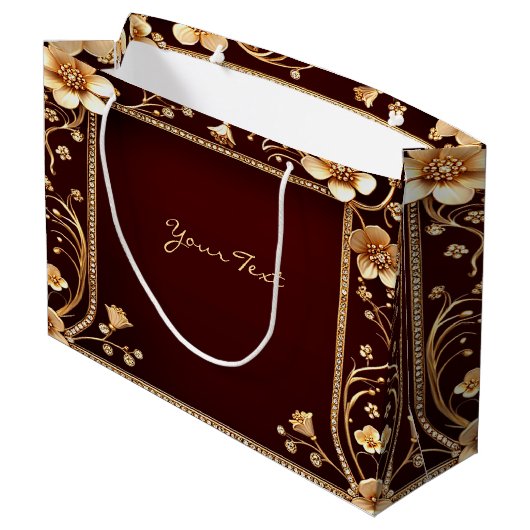 ブルガンディゴールデンフラワーズ抱き枕 ラージペーパーバッグ (裏面アングル)