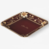 ブルガンディゴールデンフラワーズ紙プレート ペーパープレート (傾斜あり)