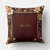 ブルガンディゴールデンフラワーズ装飾用クッション クッション (裏面)