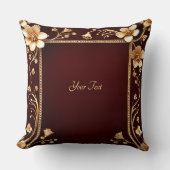 ブルガンディゴールデンフラワーズ装飾用クッション クッション (正面)