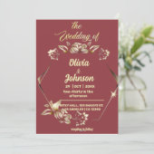 ブルガンディゴールデン結婚式招待状 招待状 (スタンド正面)