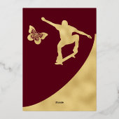 ブルガンディゴールドフォイルツインズ15誕生日招待状 箔シーズンカード (裏面)