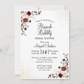 ブルガンディゴールドフォイルブランチ&バブリーブライダルシャワー 招待状 (正面)