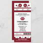 ブルガンディサッカーチケットバチュラーパーティ招待状 招待状 (正面/裏面)