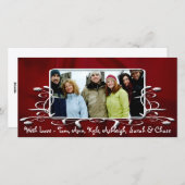 ブルガンディサテンアンティークフレームホリデーファミリーフォト シーズンカード (正面/裏面)