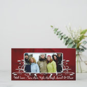 ブルガンディサテンアンティークフレームホリデーファミリーフォト シーズンカード (スタンド正面)