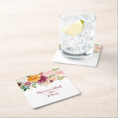 ブルガンディサフロンイエロープニーバラ結婚ズ スクエアペーパーコースター (インサイチュ)