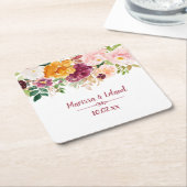 ブルガンディサフロンイエロープニーバラ結婚ズ スクエアペーパーコースター (アングル)