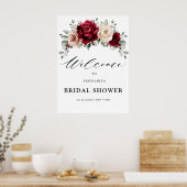 ブルガンディシャンパンアイボリーブライダルシャワーウェルカム ポスター (キッチン)