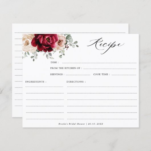 ブルガンディシャンパンアイボリーブライダルシャワーレシピ (正面/裏面)