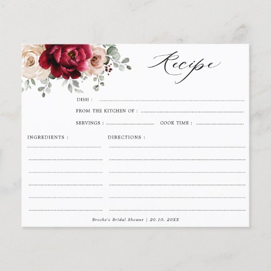 ブルガンディシャンパンアイボリーブライダルシャワーレシピ (正面)