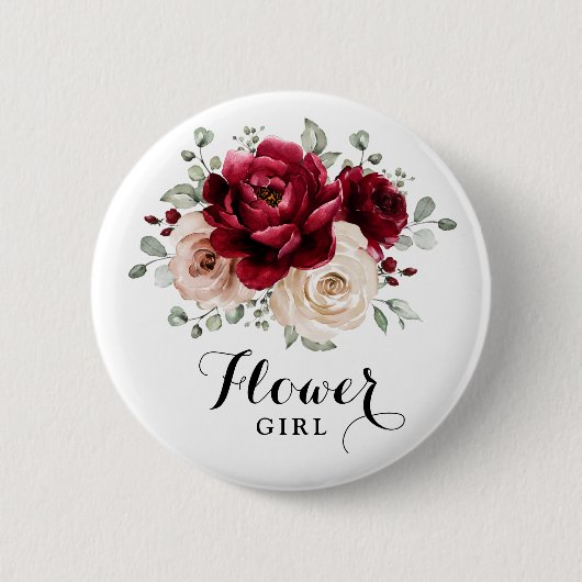 ブルガンディシャンパンアイボリーマウヴバラフラワーガール 缶バッジ (正面)