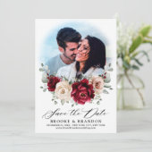 ブルガンディシャンパンアイボリーマウヴバラフローラ結婚ズ セーブザデート (スタンド正面)