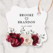 ブルガンディシャンパンアイボリーマウヴバラフローラ結婚ズ フェイバータグ (裏面)