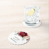 ブルガンディシャンパンアイボリーマウヴバラフローラ結婚ズ ペーパーコースター (インサイチュ)