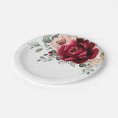 ブルガンディシャンパンアイボリーマウヴバラフローラ結婚ズ ペーパープレート (アングル)
