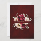 ブルガンディシャンパンアイボリーマウヴバラフローラ結婚ズ 招待状 (裏面)