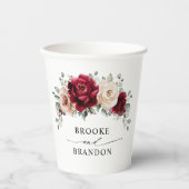 ブルガンディシャンパンアイボリーマウヴバラフローラ結婚ズ 紙コップ (正面)