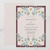 ブルガンディシャンパンフォリアユーカリWedding 招待状 (正面/裏面)