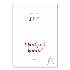 ブルガンディシャンパンミニマリストモノグラム結婚ズ テーブルナンバー