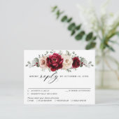 ブルガンディシャンパーニュアイボリーマウヴバラフローラRSVP ポストカード (スタンド正面)