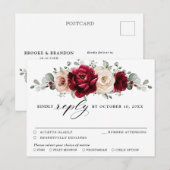 ブルガンディシャンパーニュアイボリーマウヴバラフローラRSVP ポストカード (正面/裏面)