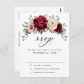ブルガンディシャンパーニュアイボリーマウヴバラフローラRSVP ポストカード (正面/裏面)