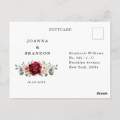 ブルガンディシャンパーニュアイボリーマウヴバラフローラRSVP ポストカード (裏面)