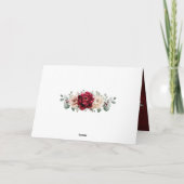 ブルガンディシャンパーニュアイボリーマウヴバラブライダルシャワー サンキューカード (裏面)