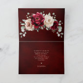 ブルガンディシャンパーニュアイボリーマウヴバラブライダルシャワー サンキューカード (内部)