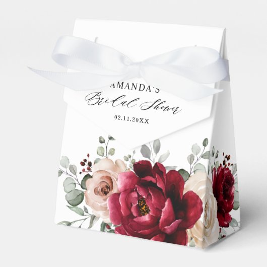 ブルガンディシャンパーニュアイボリーマウヴバラブライダルシャワー フェイバーボックス (正面サイド)