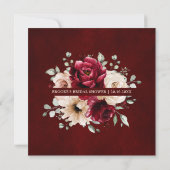 ブルガンディシャンパーニュアイボリーマウヴバラブライダルシャワー 招待状 (裏面)