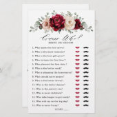 ブルガンディシャンパーニュアイボリーマウヴブライダルシャワーゲーム (正面/裏面)