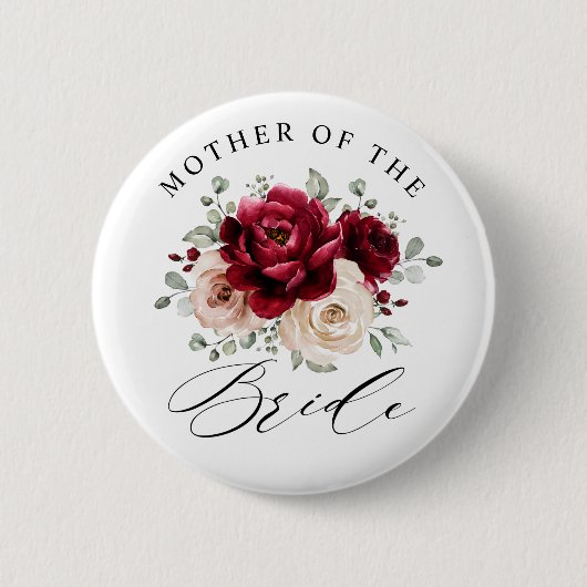 ブルガンディシャンパーニュアイボリーマウヴマザーオブザブライド 缶バッジ (正面)