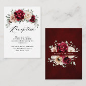 ブルガンディシャンパーニュアイボリーモーヴウェディングレセプション エンクロージャーカード (正面/裏面)