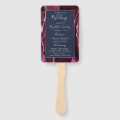 ブルガンディシルバーアゲートネイビーブルー結婚式 プログラム ハンドファン (正面)