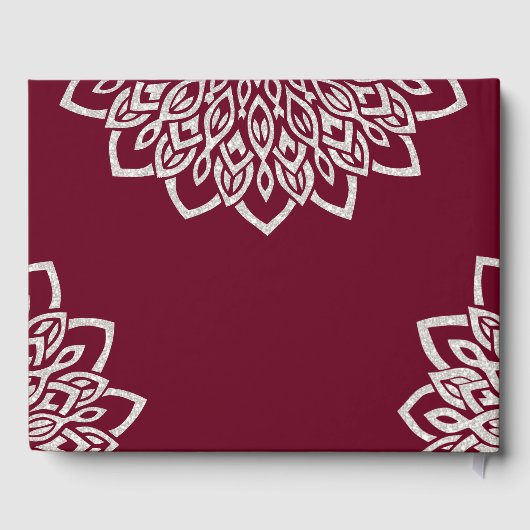 ブルガンディシルバーグリッターエレガントウェディングゲストブック ゲストブック (裏面)