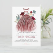 ブルガンディシルバーグリッターフローラドレスキンセアニラ 招待状 (スタンド正面)