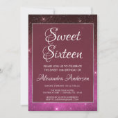 ブルガンディスパークルスカイスウィート16誕生日招待状 招待状 (正面)