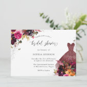 ブルガンディスパークルドレスフローラブライダルシャワー 招待状 (スタンド正面)