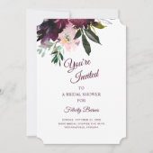 ブルガンディスプレンダーボホフローラブライダルシャワー 招待状 (正面)