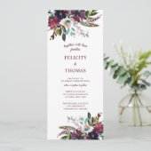 ブルガンディスプレンダーボホ花模様ス結婚ホワイト 招待状 (スタンド正面)