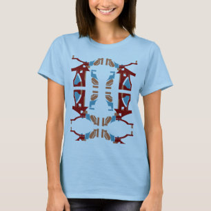 ブルガンディタンブルー地中海の抽象芸術インスパイア- Tシャツ