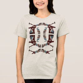 ブルガンディタンブルー抽象芸術南西地中海の部 トライブレンドTシャツ