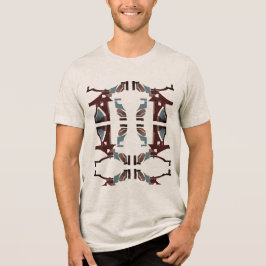 ブルガンディタンブルー抽象芸術南西地中海の部 トライブレンドＴシャツ